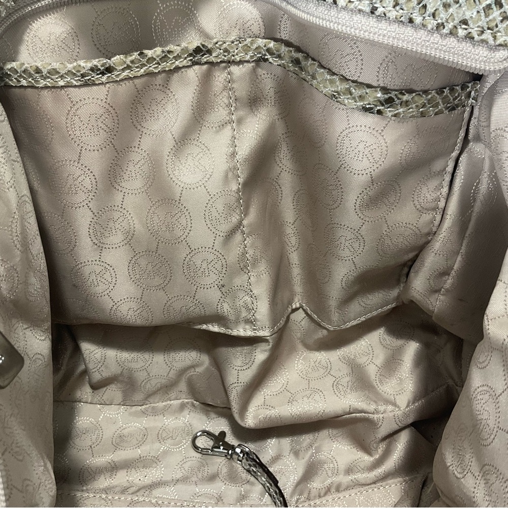 Michael Kors Python Embossed Leather Shoulder Tote Bag - Picture 11 of 12